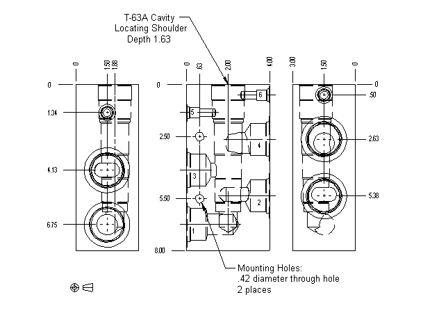 PPN Sun Hydraulics Ninety degree Line mount manifold drawing
