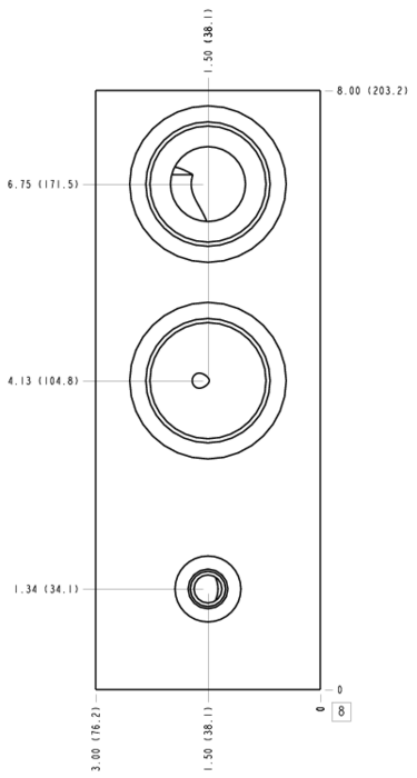 PPY Sun Hydraulics Ninety degree Line mount manifold drawing