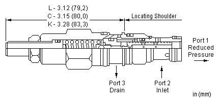 PRBR-LAN Sun Hydraulics Reducing Valve – installation dimensions drawing, cavity T-163A
