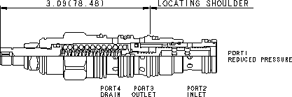 PSDB – Direct-acting, pressure reducing/relieving valve with drain to port 4 – PSDBLAN_2d25 PSDBLAN Sun Hydraulics Reducing/Relieving Valve – 2D outline drawing