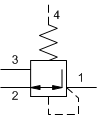 PSDB – Direct-acting, pressure reducing/relieving valve with drain to port 4 – PS_B-C PSDB-LAN Sun Hydraulics Reducing/Relieving Valve – hydraulic schematic symbol