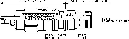 PSFB – Direct-acting, pressure reducing/relieving valve with drain to port 4 – PSFBLAN_2d25 PSFBLAN Sun Hydraulics Reducing/Relieving Valve – 2D outline drawing
