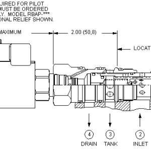 PVFA8-WN Sun Hydraulics Reducing/Relieving Valve – installation dimensions drawing, cavity T-22A