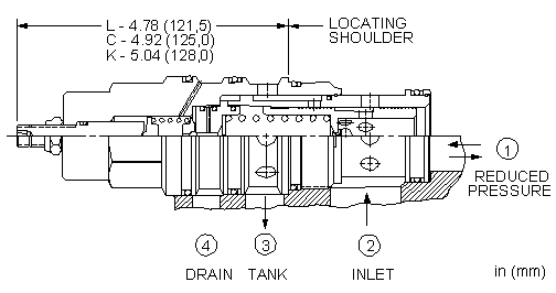 PVJA-LAN Sun Hydraulics Reducing/Relieving Valve – installation dimensions drawing, cavity T-24A