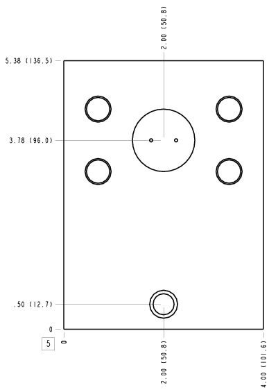 QA5 Sun Hydraulics Ninety degree with gauge port Line mount manifold drawing