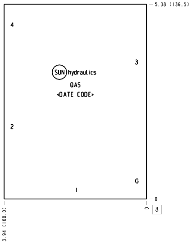 QA5 – Ninety degree with gauge port – QA5_8B QA5 Sun Hydraulics Ninety degree with gauge port Line mount manifold drawing