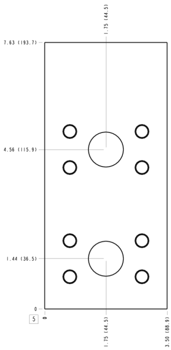 QMP Sun Hydraulics Ninety degree Line mount manifold drawing