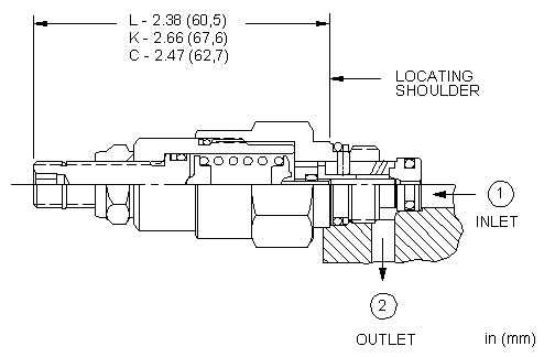 RBAE-LAN Sun Hydraulics Relief Valve – installation dimensions drawing, cavity T-8A