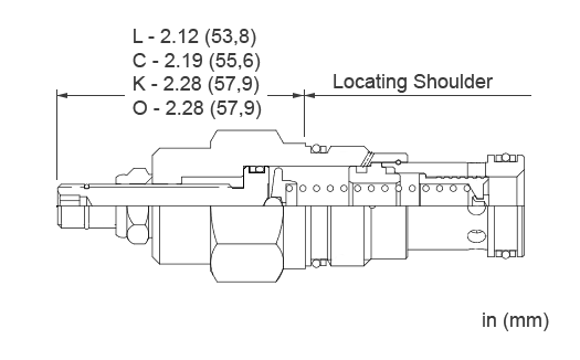 RGFA-LCN Sun Hydraulics Relief Valve – installation dimensions drawing, cavity T-3A