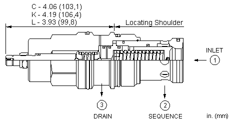 RSJS-LAN Sun Hydraulics Sequence Valve – installation dimensions drawing, cavity T-19A
