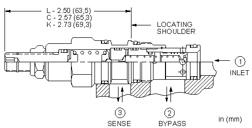 RVCB-LAN Sun Hydraulics Flow Control Valve – installation dimensions drawing, cavity T-11A