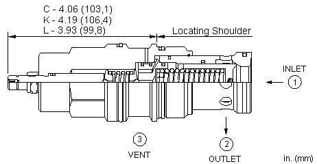 RVIS-LAN Sun Hydraulics Relief Valve – installation dimensions drawing, cavity T-19A