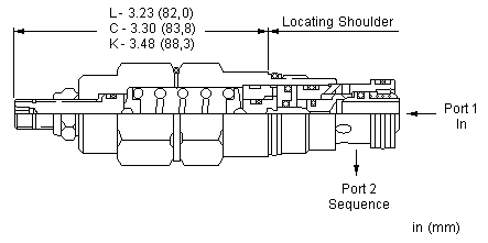 SCEB-LAN Sun Hydraulics Sequence Valve – installation dimensions drawing, cavity T-5A