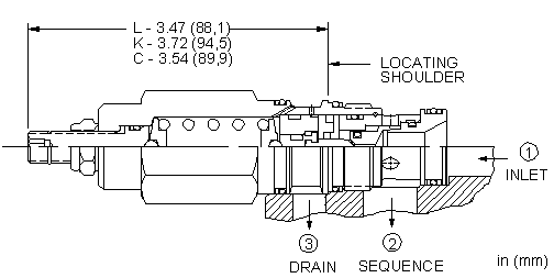 SXEA-LAN Sun Hydraulics Sequence Valve – installation dimensions drawing, cavity T-2A
