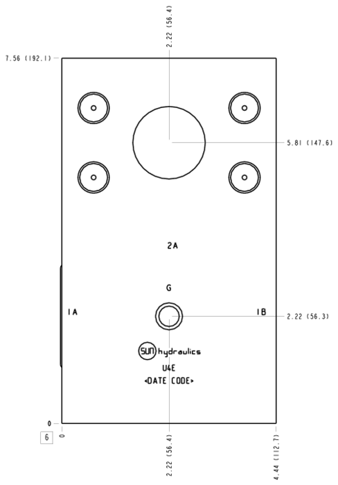 U4E Sun Hydraulics Sandwich mount through port Line mount manifold drawing