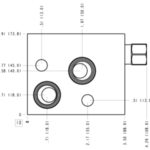 U8D Sun Hydraulics Danfoss OMS: Cross pilot with shuttle Motor mount manifold drawing