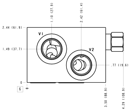 U8E Sun Hydraulics Danfoss OMS: Cross pilot with shuttle Motor mount manifold drawing