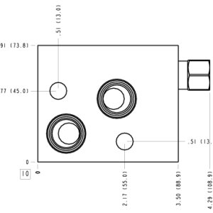 U8F Sun Hydraulics Danfoss OMS: Cross pilot with shuttle Motor mount manifold drawing