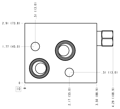 U8F Sun Hydraulics Danfoss OMS: Cross pilot with shuttle Motor mount manifold drawing