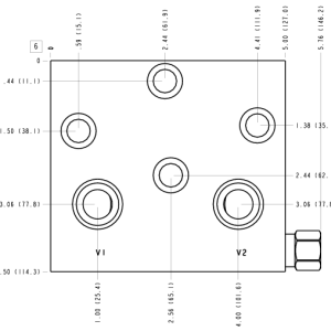 U9E Sun Hydraulics Danfoss OMV: Cross pilot with shuttle Motor mount manifold drawing