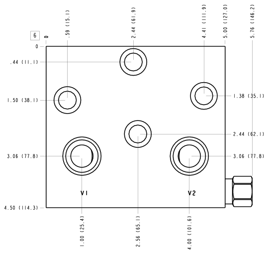 U9E Sun Hydraulics Danfoss OMV: Cross pilot with shuttle Motor mount manifold drawing