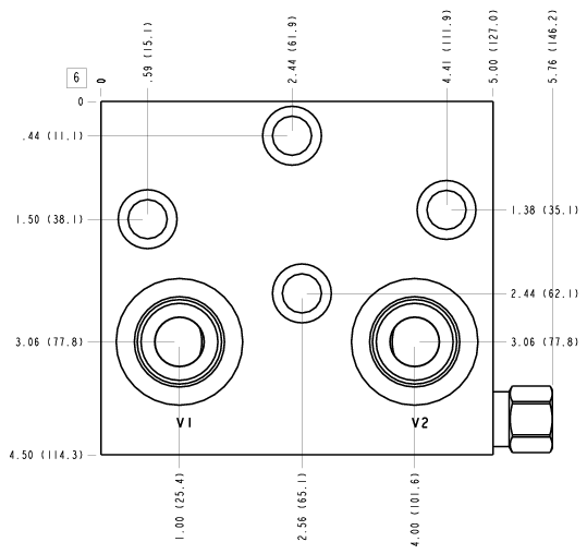 U9F Sun Hydraulics Danfoss OMV: Cross pilot with shuttle Motor mount manifold drawing