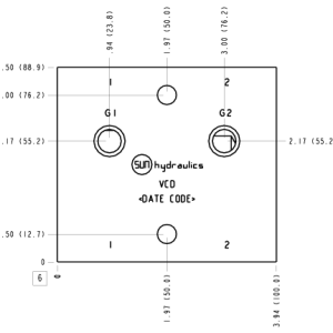 VCD Sun Hydraulics Cross port with gauge ports Line mount manifold drawing