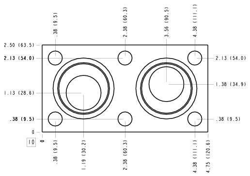 VFS Sun Hydraulics Staffa B080/B125/B200: Inline Motor mount manifold drawing