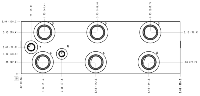 VLG Sun Hydraulics 3 Station, Parallel circuit with relief cavity Bar manifold manifold drawing