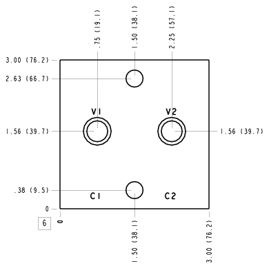VWL Sun Hydraulics Cross pilot Line mount manifold drawing