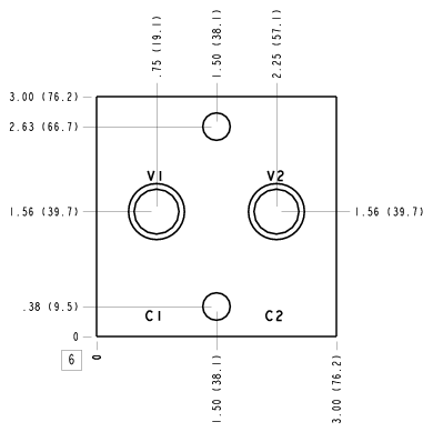 VWM Sun Hydraulics Cross pilot Line mount manifold drawing
