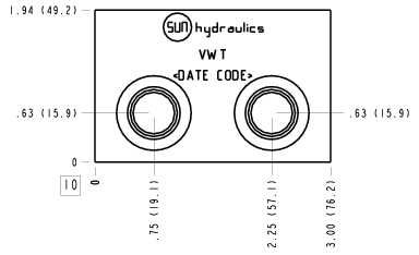 VWT – Cross pilot – VWT_10B VWT Sun Hydraulics Cross pilot Line mount manifold drawing