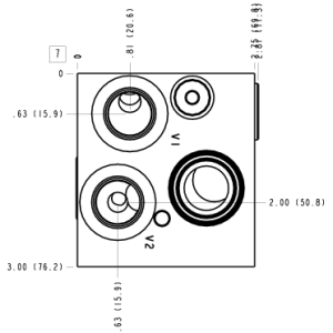 VZO Sun Hydraulics Direct mount, cross pilot Gasket mount manifold drawing