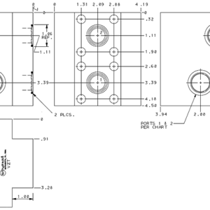 VZT Sun Hydraulics Staffa B010: Cross port Motor mount manifold drawing