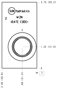 W2N Sun Hydraulics Through port with gauge port Line mount manifold drawing