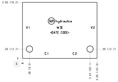 W3E Sun Hydraulics Cross pilot Line mount manifold drawing