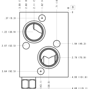 WDF Sun Hydraulics Danfoss OMT: Shuttle between A and B, S port external Motor mount manifold drawing
