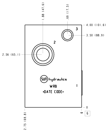 WRB Sun Hydraulics Direct mount, through port 2 Line mount manifold drawing