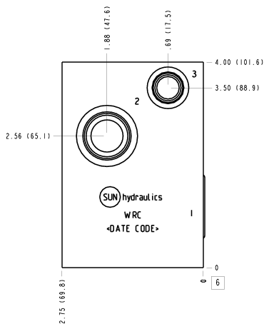 WRC Sun Hydraulics Direct mount, through port 2 Line mount manifold drawing