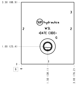 WSL – Through port 2 with gauge port – WSL_6B WSL Sun Hydraulics Through port 2 with gauge port Line mount manifold drawing
