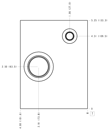 WTS Sun Hydraulics Through port 2 with gauge port Line mount manifold drawing