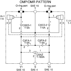WWG Sun Hydraulics Danfoss OMP/OMR: Cushion lock with make up checks and shuttle Motor mount manifold drawing