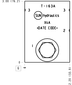 X4A Sun Hydraulics Through port 3 Line mount manifold drawing