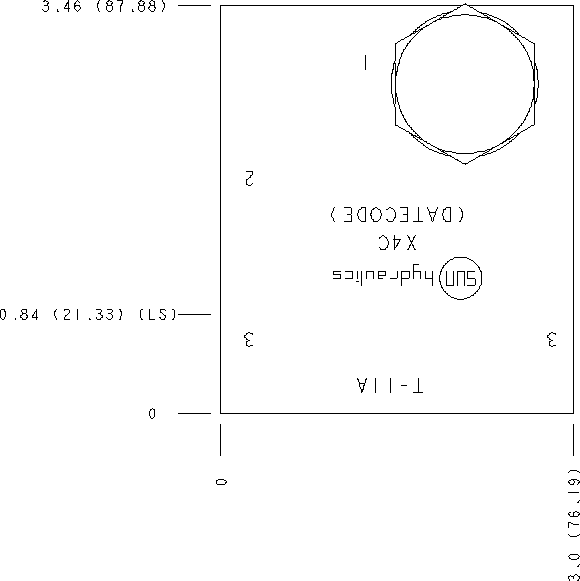 X4C Sun Hydraulics Through port 3 Line mount manifold drawing