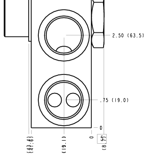 X4D Sun Hydraulics Through port 3 Line mount manifold drawing