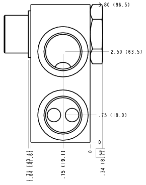 X4D Sun Hydraulics Through port 3 Line mount manifold drawing