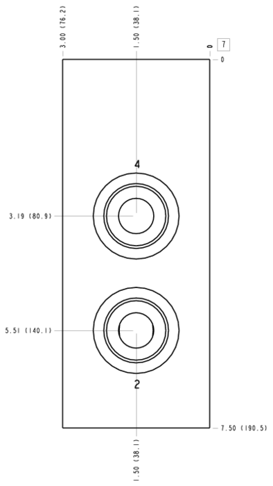 X9B Sun Hydraulics Ninety degree Line mount manifold drawing