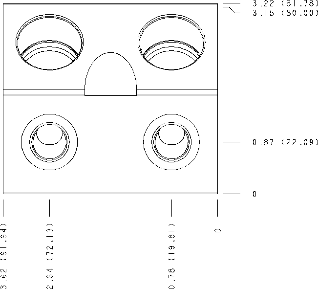 XAU Sun Hydraulics Inline, cross pilot Line mount manifold drawing