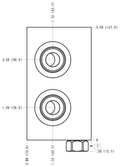 XBL Sun Hydraulics Cross port with shuttle on port 3s Line mount manifold drawing