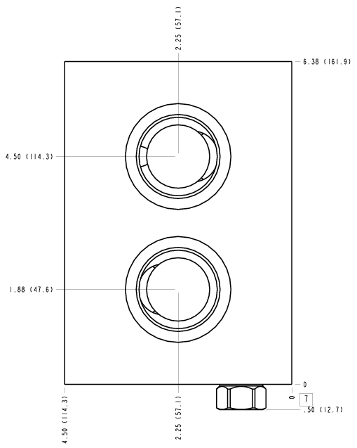 XCX Sun Hydraulics Cross port with shuttle on port 3s Line mount manifold drawing